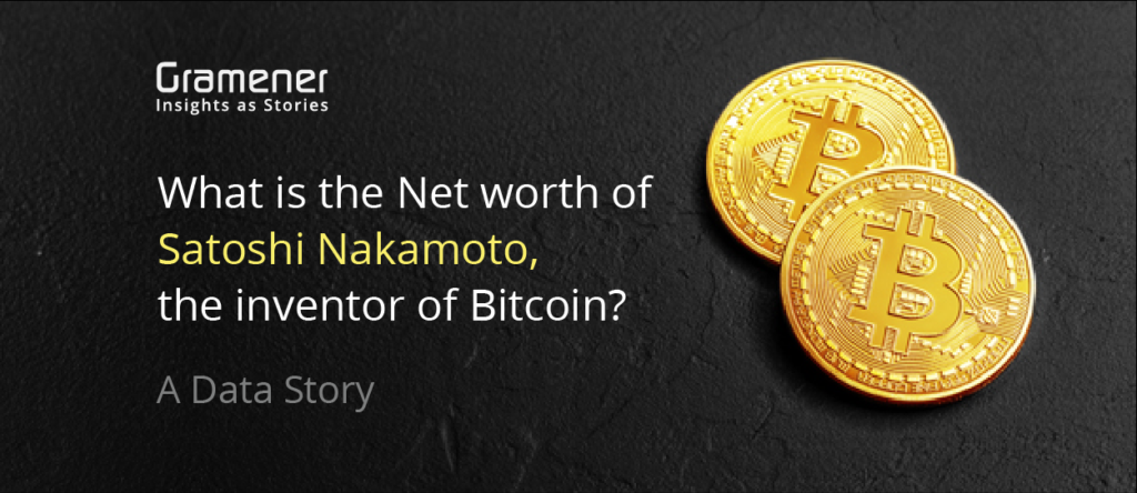This is a featured image for the blog "What is the net worth of Satoshi Nakamoto" by Gramener.