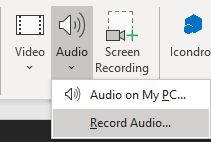Audio record option in powerpoint