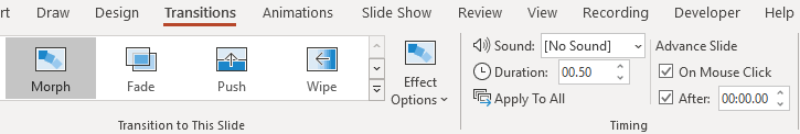 transitions in PowerPoint