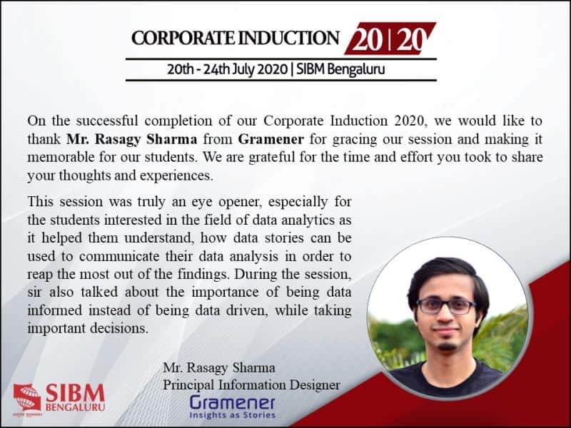 Gramener's Rasagy sharma spoke about data storytelling at SIBM Bengaluru