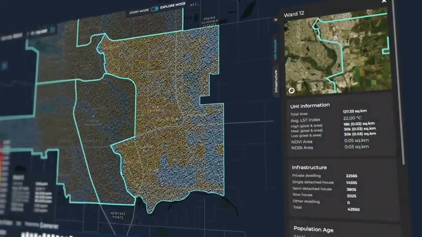 a demo of AI for resilient city data visualization tool built as a solution to fight urban heat island effect for canada
