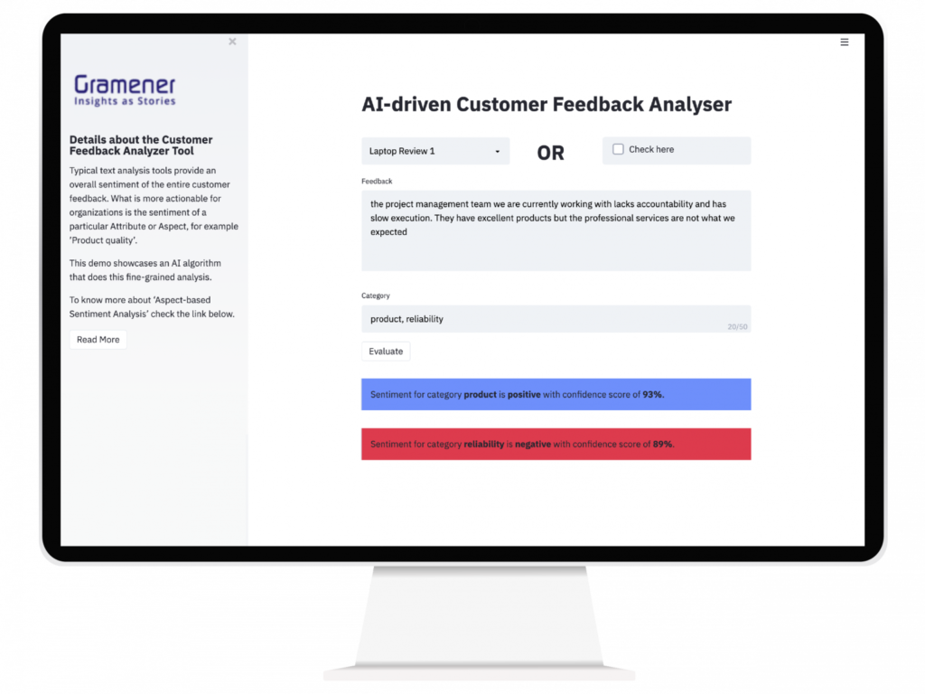 customer feedback analyzer based on aspect based sentiment analysis model