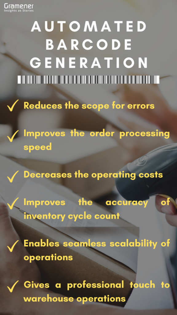 infographic on benefits of Automated barcode generation systems in manufacturing