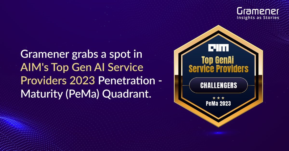 Gramener grabs a spot in AIM's Top Gen AI Service Providers 2023 Penetration - Maturity (PeMa) Quadrant